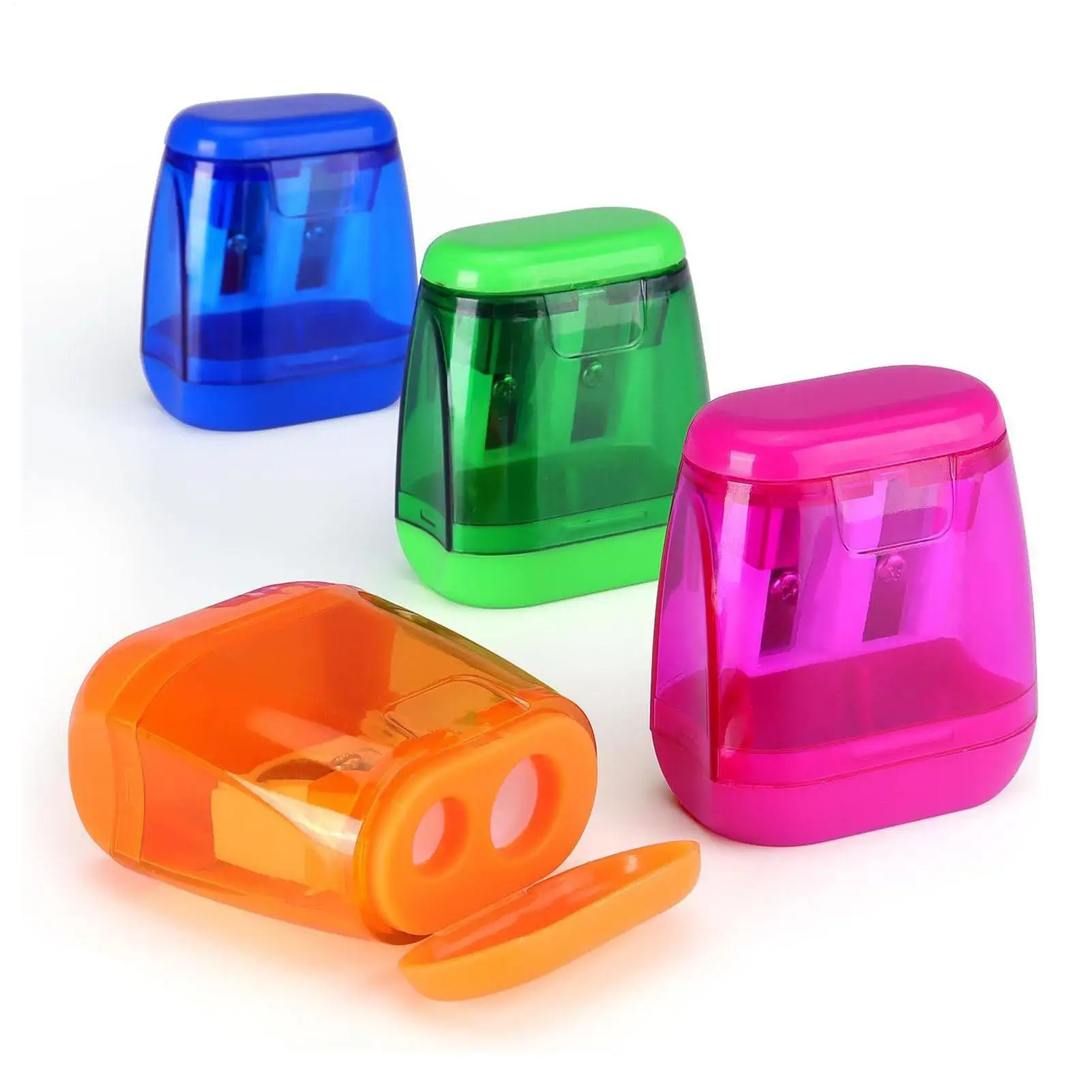 Точилка для карандашей, 2 отверстия для заточки, точилки для карандашей с контейнером для мусора, портативные канцелярские принадлежности для учителей, классных принадлежностей