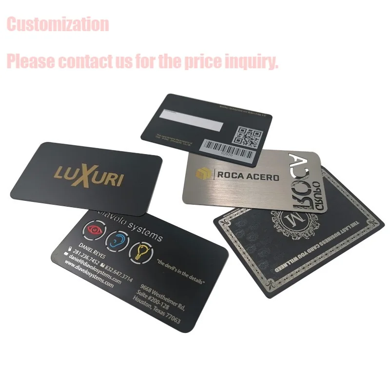 

Customized inquiry Wholesales Custom Black Gold Metal Business Name Cards Silver Logo Embossed VIP Gift Visiting Metal Card