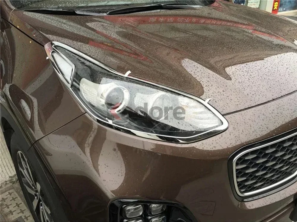 For KIA Sportage 2017 2018 2019 2020 ABS Chrome Headlight Cover Head Lamps Light Trim Exterior Decorative Car Accessories