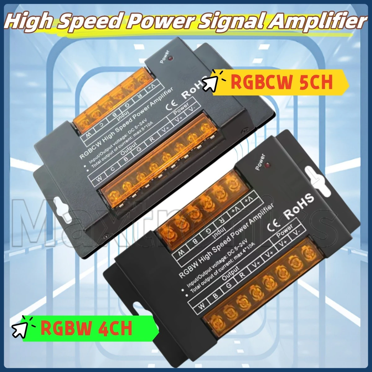 NEW RGBW/RGBCW High Speed Power Signal Amplifier 4/5Channels DC5/12/24V 40/50A Data Repeater for 5050 RGB+CCT LED Strip Lights