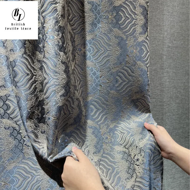 

Modern Chinese Style Jacquard Sea Tide Pattern High Precision Curtains for Living Room Bedroom Dining Luxury Villa Window Drapes