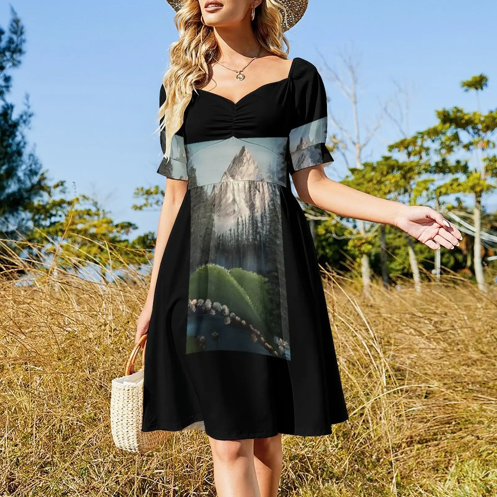 Oil painted Bob Ross inspired colourful landscape Sleeveless Dress clothes summer dress for women 2024