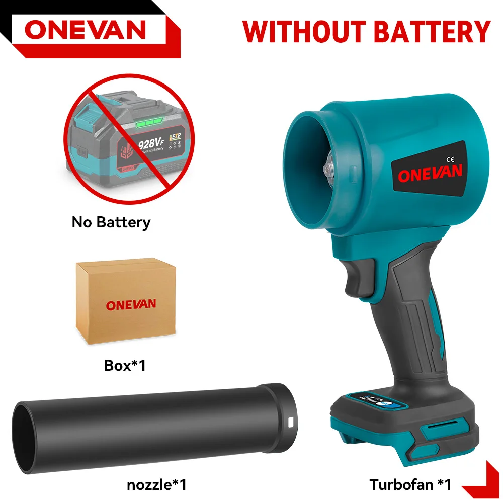 ONEVAN 400 M/S 4000 W High Power Borstelloze Turbo Blower Fan Elektrische Luchtblazer Jet Fan Sneeuwblad stof Tool Voor Makita Batterij Pin