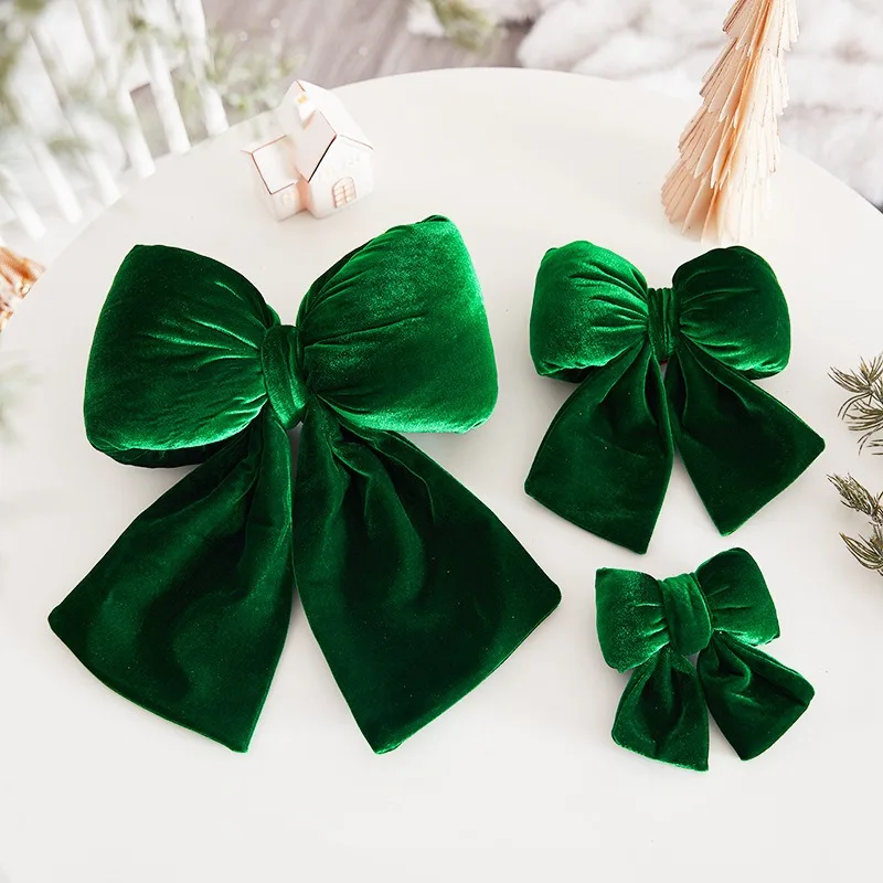 Grüne Samt Weihnachten Bögen Bogen Knoten Baubles Weihnachten Baum Anhänger Hängende Ornamente Für Kranz Festival Neue Jahr Party Wohnkultur
