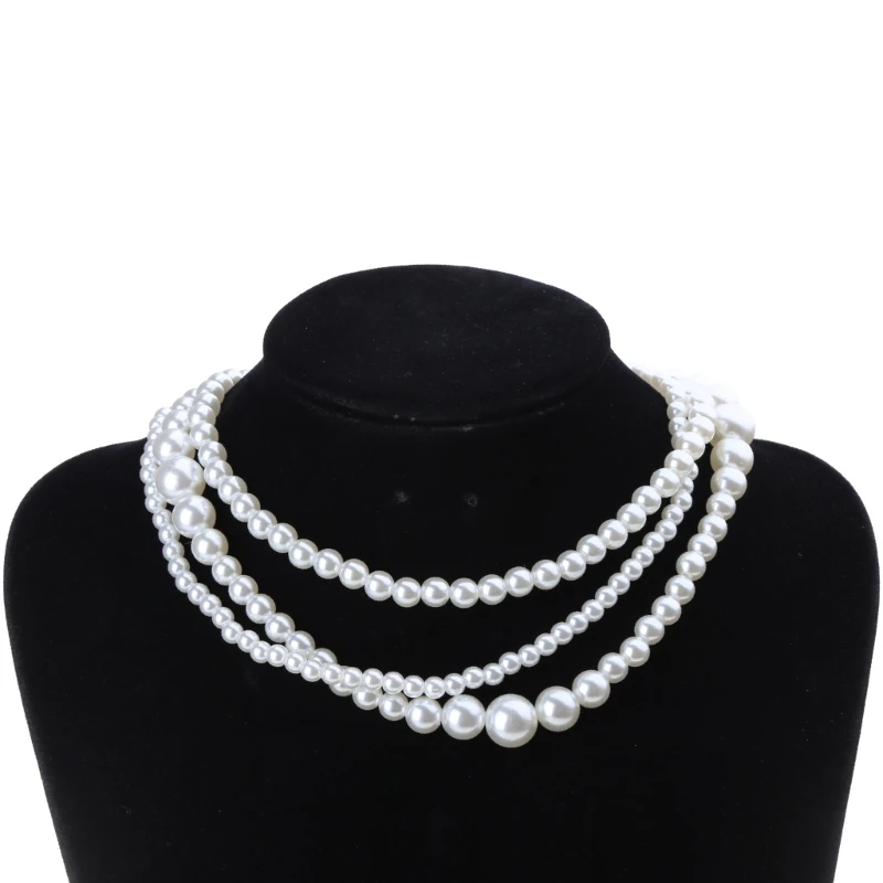 Elegant Multilayer Imitation Pearl Necklace for Women Vintage Wedding Fashion Statement Choker Collar Party Jewelry Gift