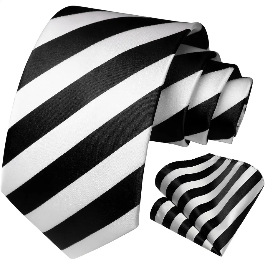 HISDERN мужской галстук в полоску и комплект носовых платков деловой формальный тканый карманный квадратный свадебный галстук в полоску для колледжа