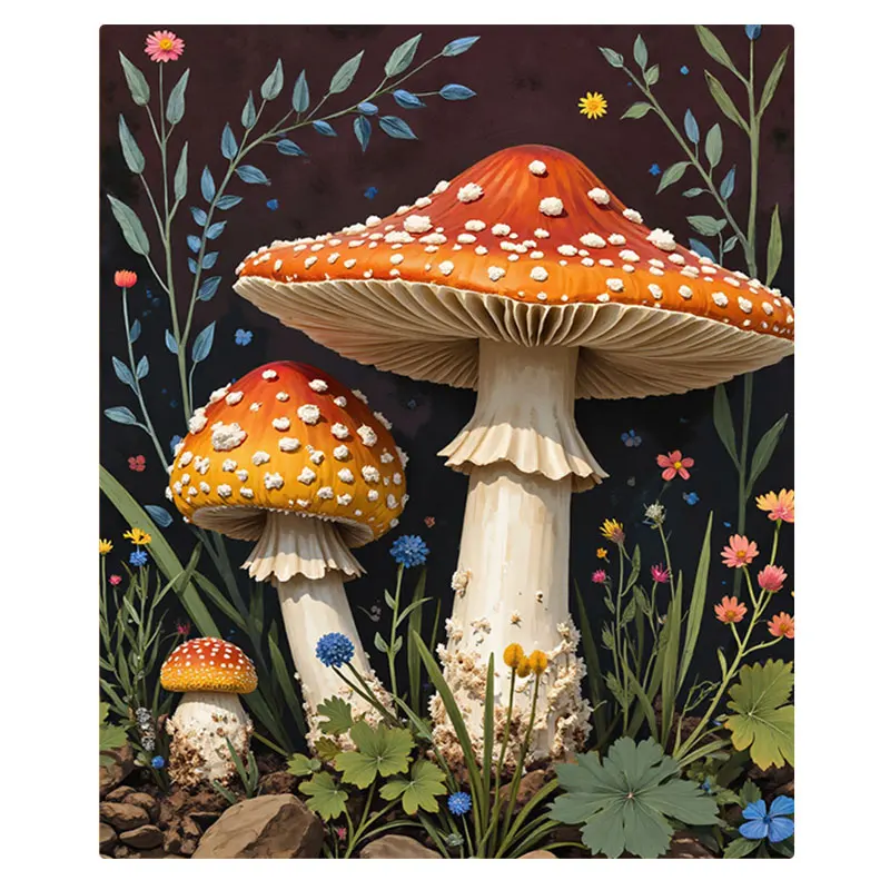 1pc フランネルブランケット 魔法の森キノコブランケット - 居心地の良い夜のための 3D 花柄ファンタジーデザイン