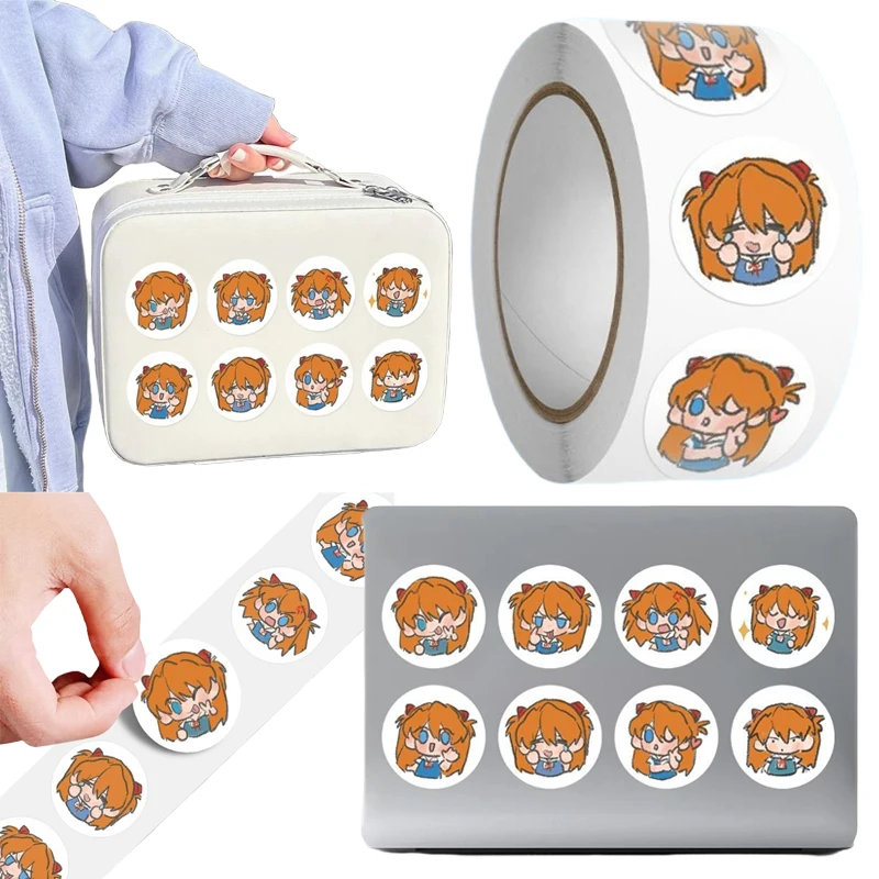 

500Pcs Neon Genesis Evangelion Asuka Langley Soryu Sticker Decorations for Luggage Handbook Notebook EVA Gift Seal Stickers Toys