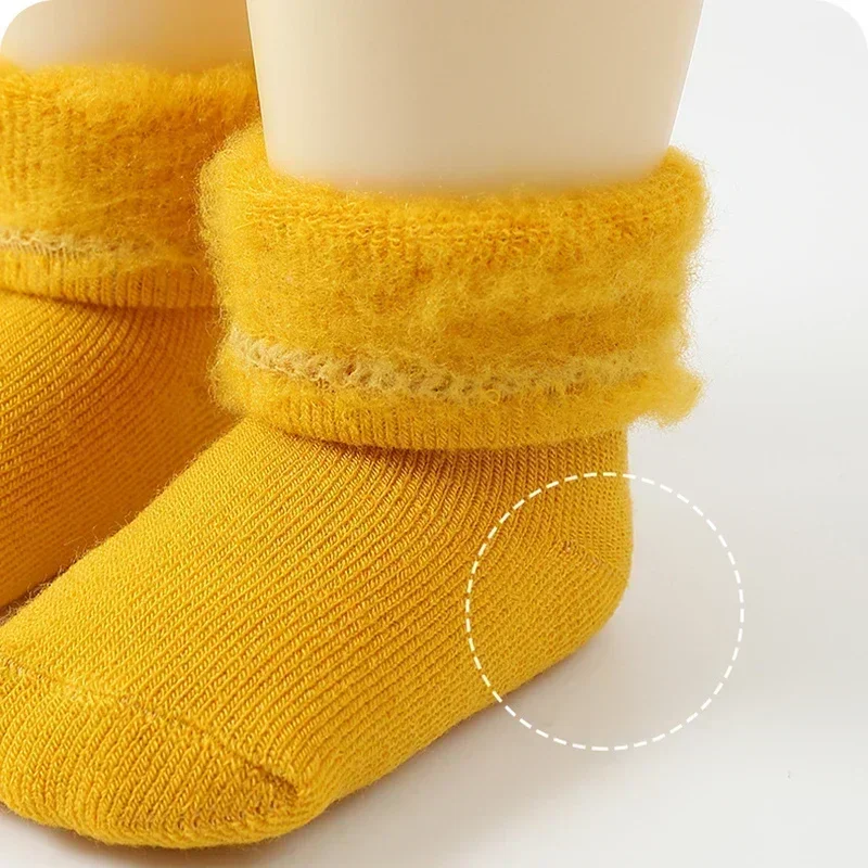 Winter Newborn Warm Sock Simplicity Candy Color Series Calf Sock for Baby Boy Girl Autumn Thermal Cotton Plush Sock for Toddler