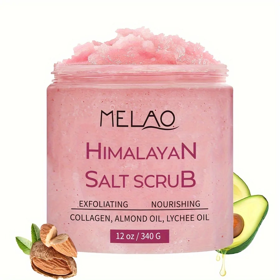 MELAO Himalayan Salt Scrub Face Foot & Body Exfoliator Infused with Collagen and Stem Cell Exfoliating Salt Body Scrub