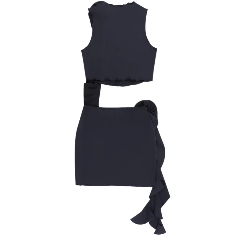 2024 Summer New Style Slim Fit Fashion Casual Women's Flower Top Wrapped Hip Short Skirt Spicy Girl Set  CSM68-4