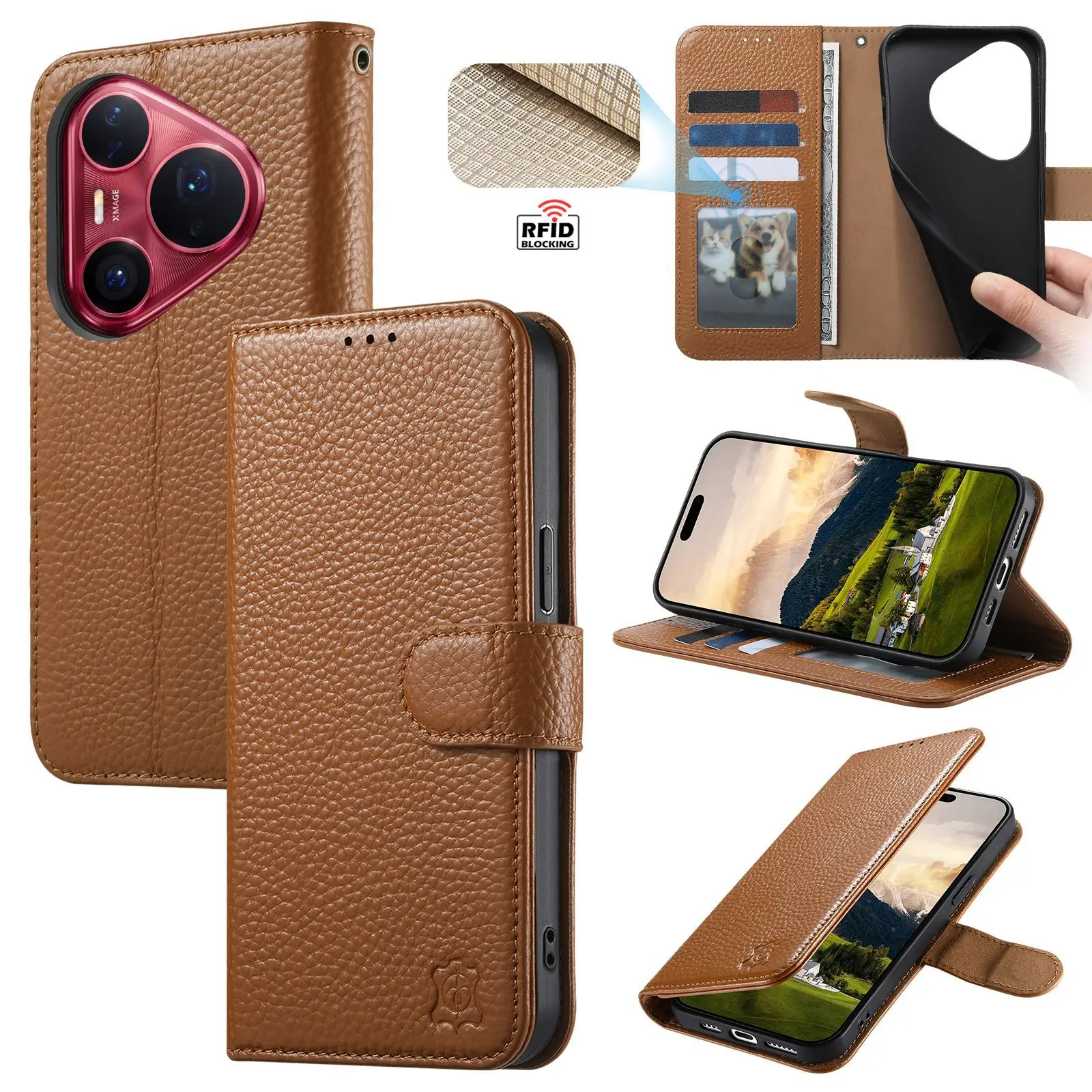 Retro Leather Magnetic Flip Cover for Huawei Mate 60 70 80 Pro Max/Pura 90 80 70 Ultra/Nova 16 15 14 Pro with Wallet Card Slots