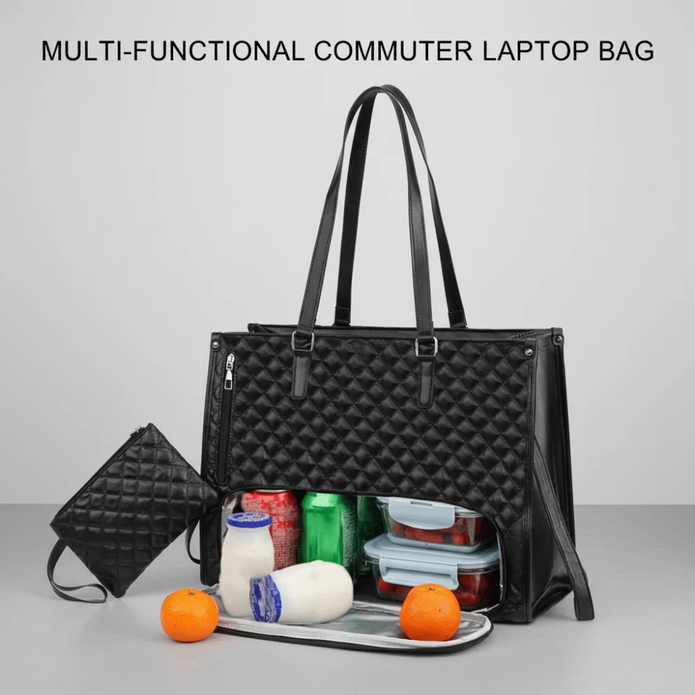 2-in-1 محمول حقيبة الغداء حقيبة الكتف حزام علب الاغذية حقيبة كمبيوتر محمول متعددة الوظائف بلون 15.6 بوصة حقائب الكمبيوتر المحمول المحمولة