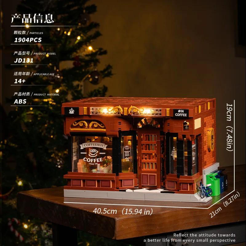 جديد JD131 1904 قطعة MOC مقهى على الطراز الأمريكي مع أضواء اللبنات الطوب نموذج لتقوم بها بنفسك لعب للأطفال هدية عيد ميلاد