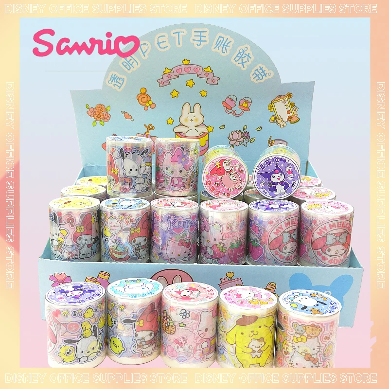 

48pcs Sanrio Diy Masking Washi Tape Hello Kitty Kuromi Scrapbooking Sticker Decorative Adhesive Tape School Supplies Wholesale