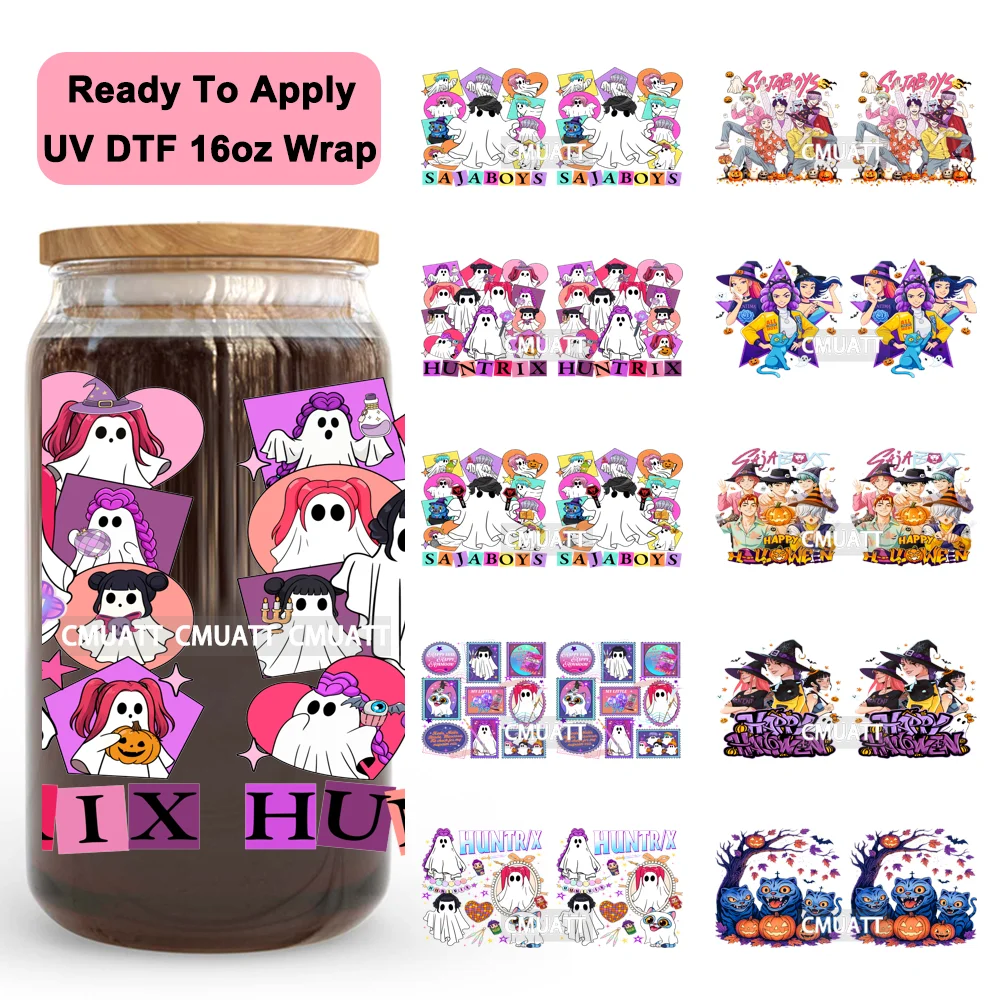 

Kpop Inspired Movie Demon Hunter Halloween UV DTF Stickers Ready To Apply Cup Wrap High Quality Prints For 16OZ Libbey Can Glass
