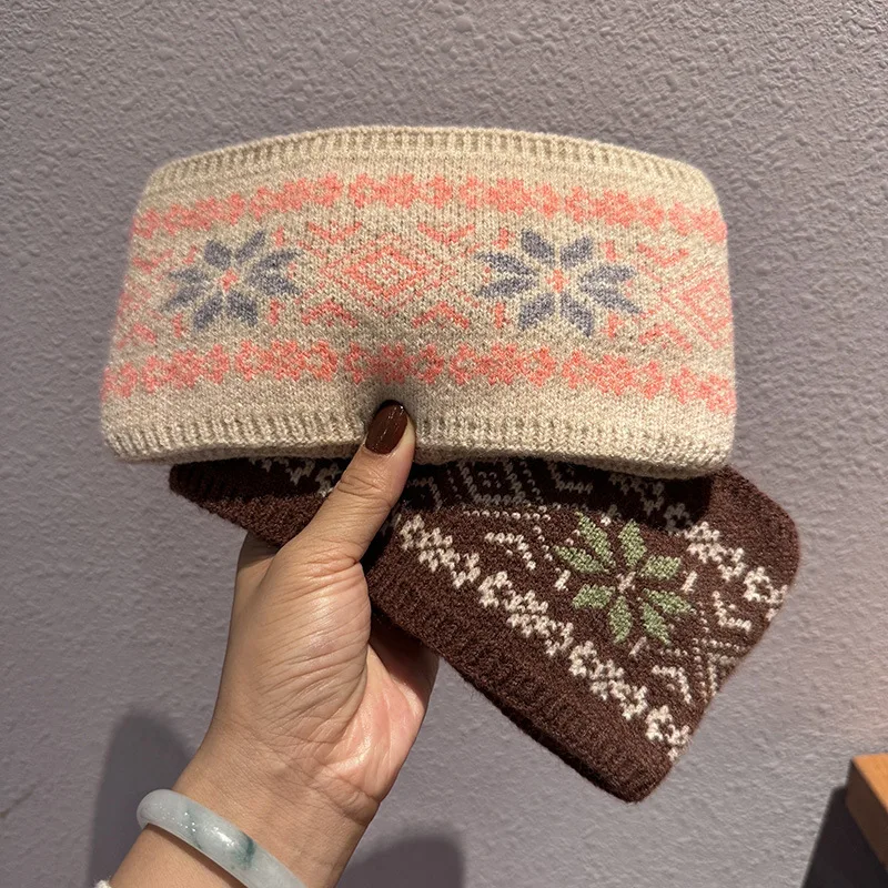 اللون منعت مخطط محبوك رباط شعر الخريف والشتاء أنيقة واسعة حافة الأذن حماية الدافئة الحجاب غطاء رأس الإكسسوارات