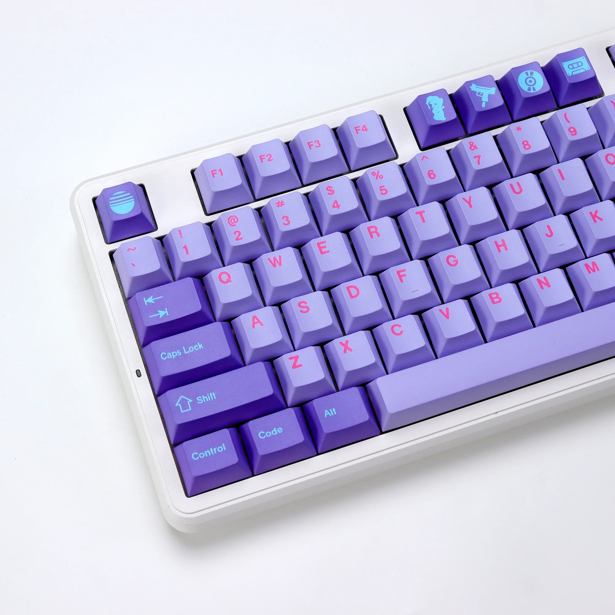 KBDiy 143 Keys/Set Mechanical Keyboard Keycaps Custom Cherry Profile GMK Vaporwave Keycap PBT Purple Five Sides Sublimation DIY