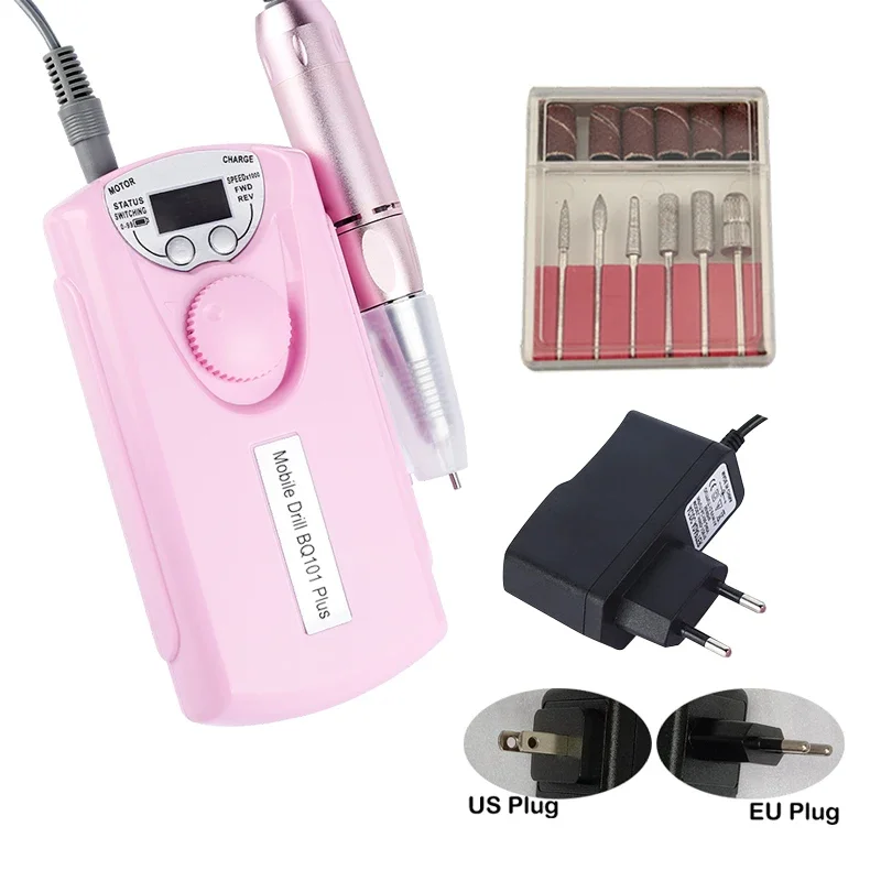 1 Set Professional Electric Portable Machine Manicure 30000RPM Electric Manicure Drills Nail Drill With Bits Manicure Set