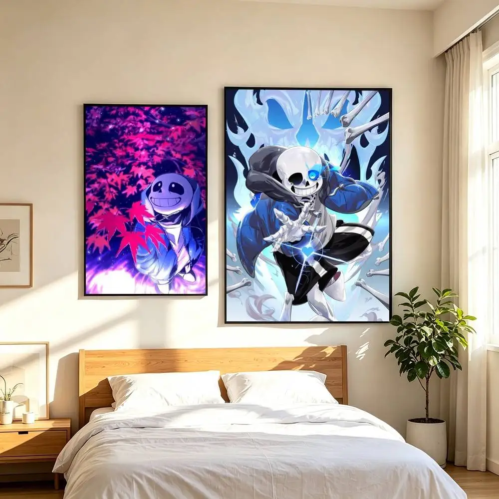 G-Game Undertale Sans  Poster Waterproof Wall Art Sticker For Bar Living Room Vintage Decor High Quality Print Gift