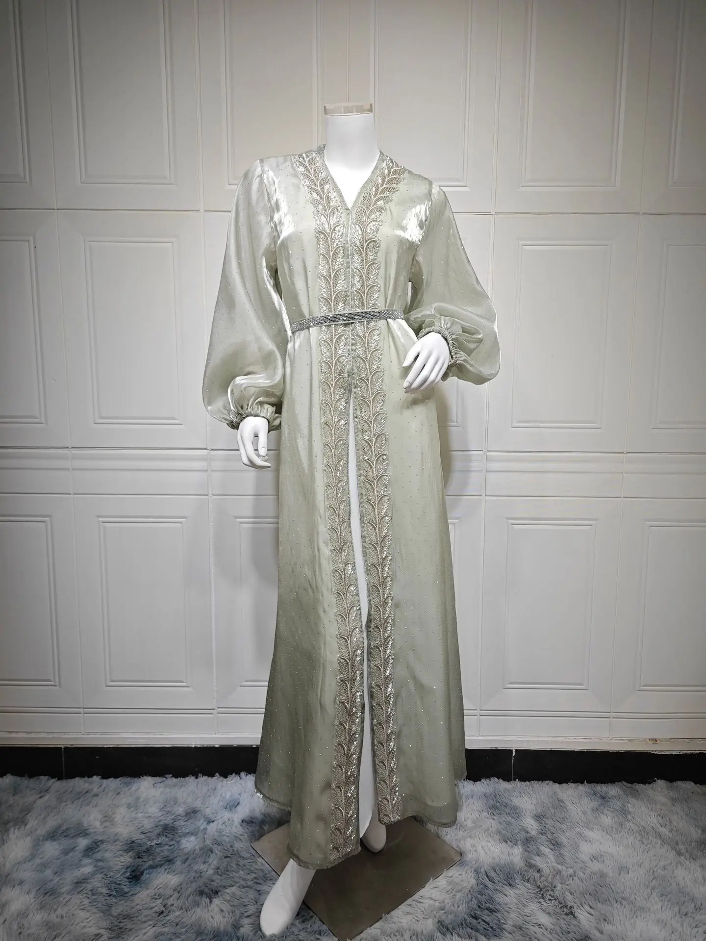 

Марокко Ид Рамадан Дубай Абая Мусульманские женщины Бриллианты Кимоно Платье Внутренний комплект Кафтан Джалабия Арабский Дубай Сабая Исламская ткань