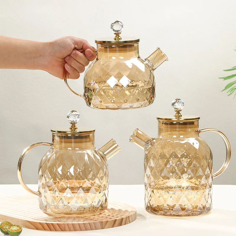 

Glass Cold Water Kettle Amber Diamond Shaped Cold Water Kettle Household Large Capacity Cold Water Kettle