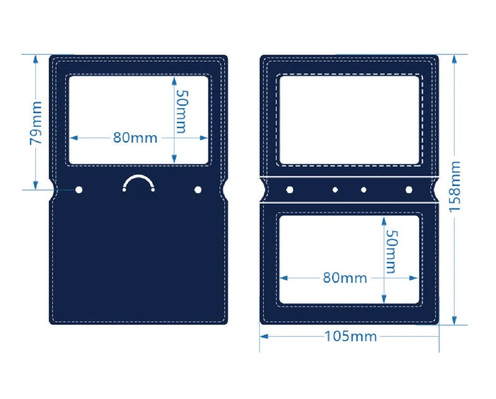 Portatarjetas de cuero plegable transparente de doble cara, tarjetero de identificación, Clip de insignia de pecho de banco de trabajo con cordón,