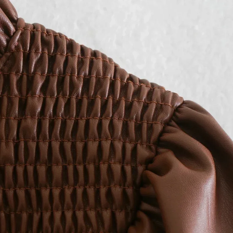 Fashion Solid Women PU Leather Short Shirt Women's  New Autumn and Winter Long-sleeved Shirt Casual Ladies Loose Top Blusas