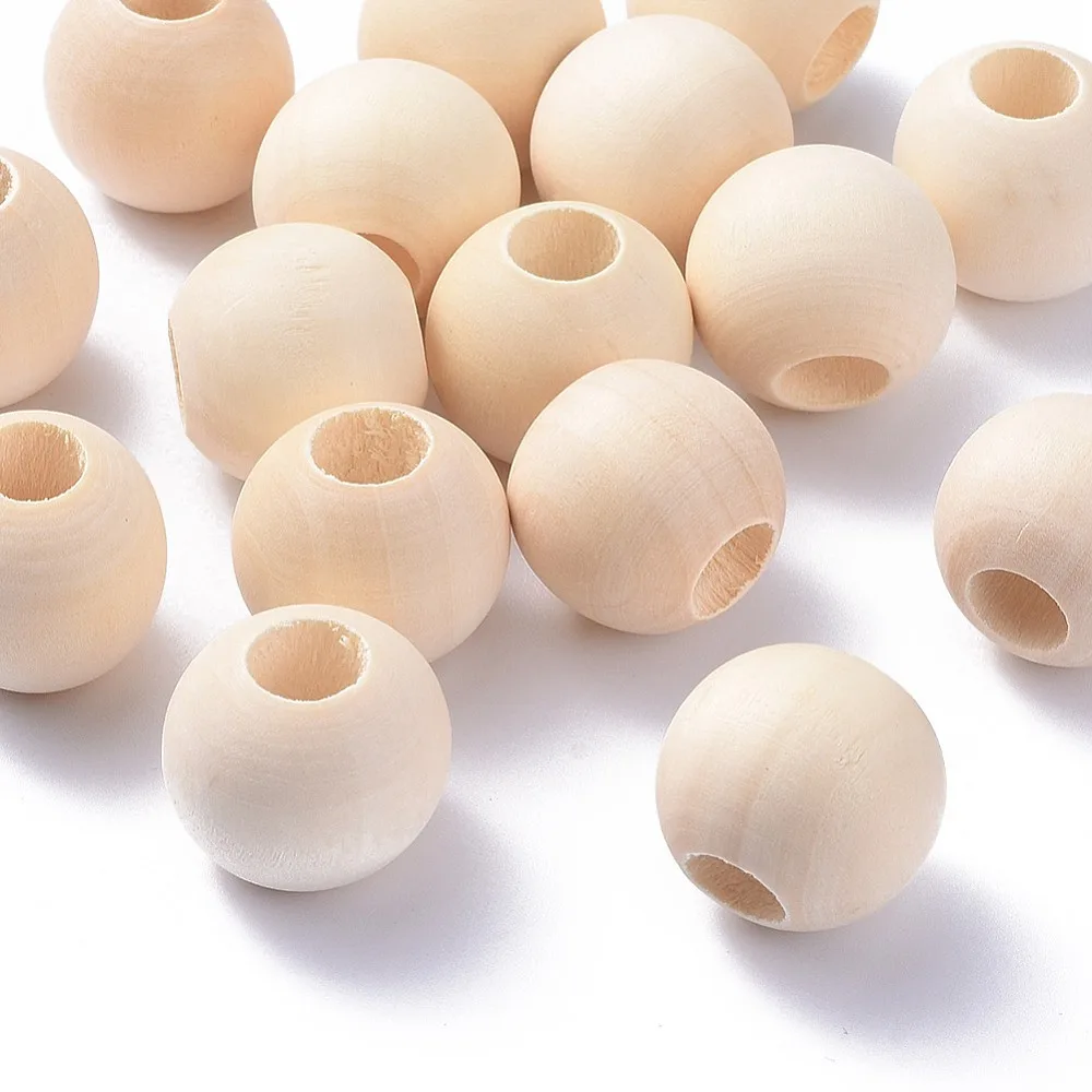 20 pc Unfinished Wood Beads Natural Wooden Loose Beads Spacer Beads Macrame Beads Large Hole Beads 24~25x21~22.5mm Hole: 9~10mm