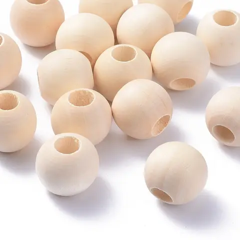20 pc Unfinished Wood Beads Natural Wooden Loose Beads Spacer Beads Macrame Beads Large Hole Beads 24~25x21~22.5mm Hole: 9~10mm