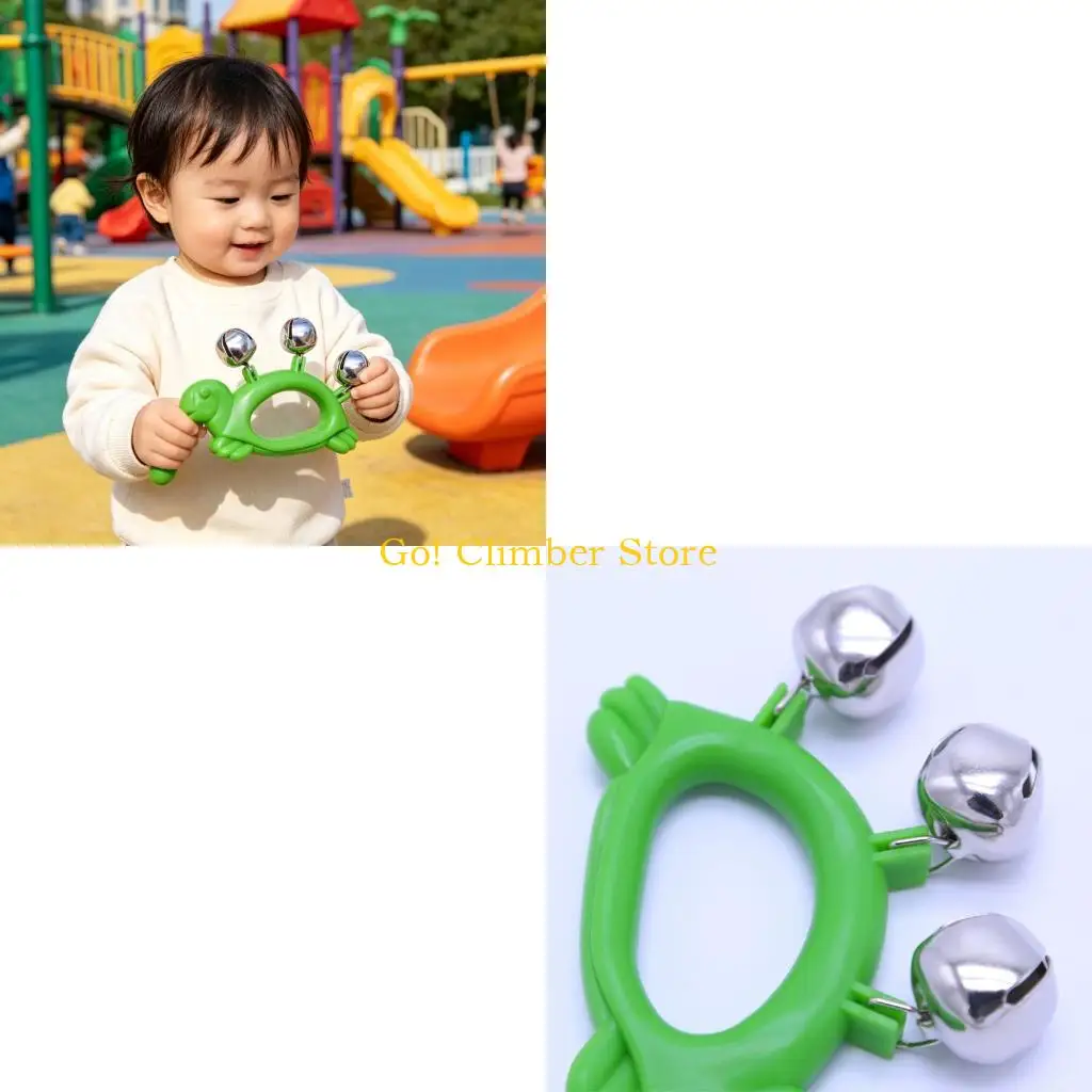 Q84C Toddler Shaker Instrument with 3 Bells, Easy Grip Rhythm Toy for 12M+