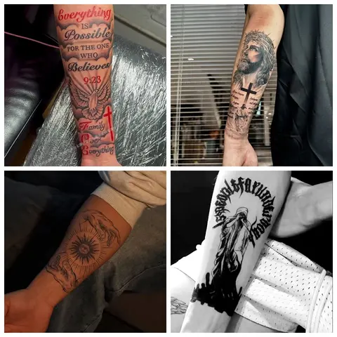 The Cross of Jesus Temporary Tattoos Biblical Text Tattoo Body Art Waterproof long-Lasting Fake Tattoo Sticker for Women Men