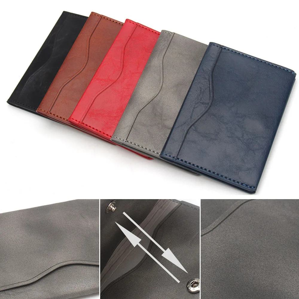 

Vintage Artifucial PU Leather Passport Cover Ultrathin Solid Color Credit ID Card Case Holder Business Unisex Travel Wallet