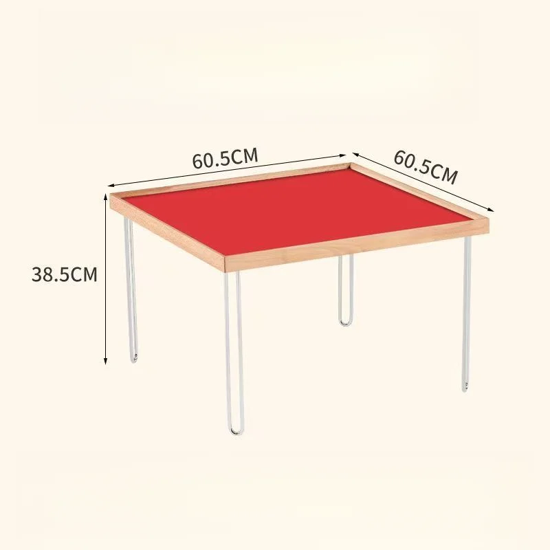 Nordic simple modern classic square stainless steel cherry wood edge table