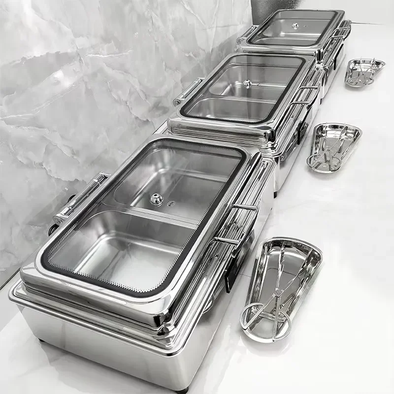 9L Electric Food Warmer Stainless Steel Buffet Server for Hotel Restaurant Royal Modern Luxury Insulation Pot Heating Set