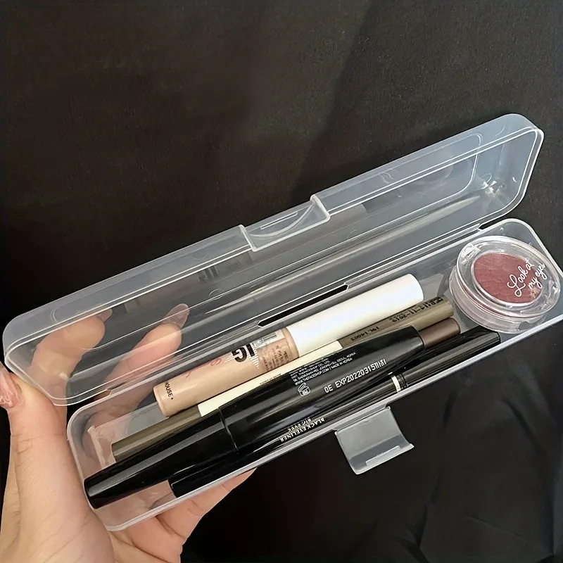 3pcs Transparent Flip Cover Portable Storage Box,Portable makeup box,Makeup Brush Holder,Eyebrow Pencil Toothbrush Organizer