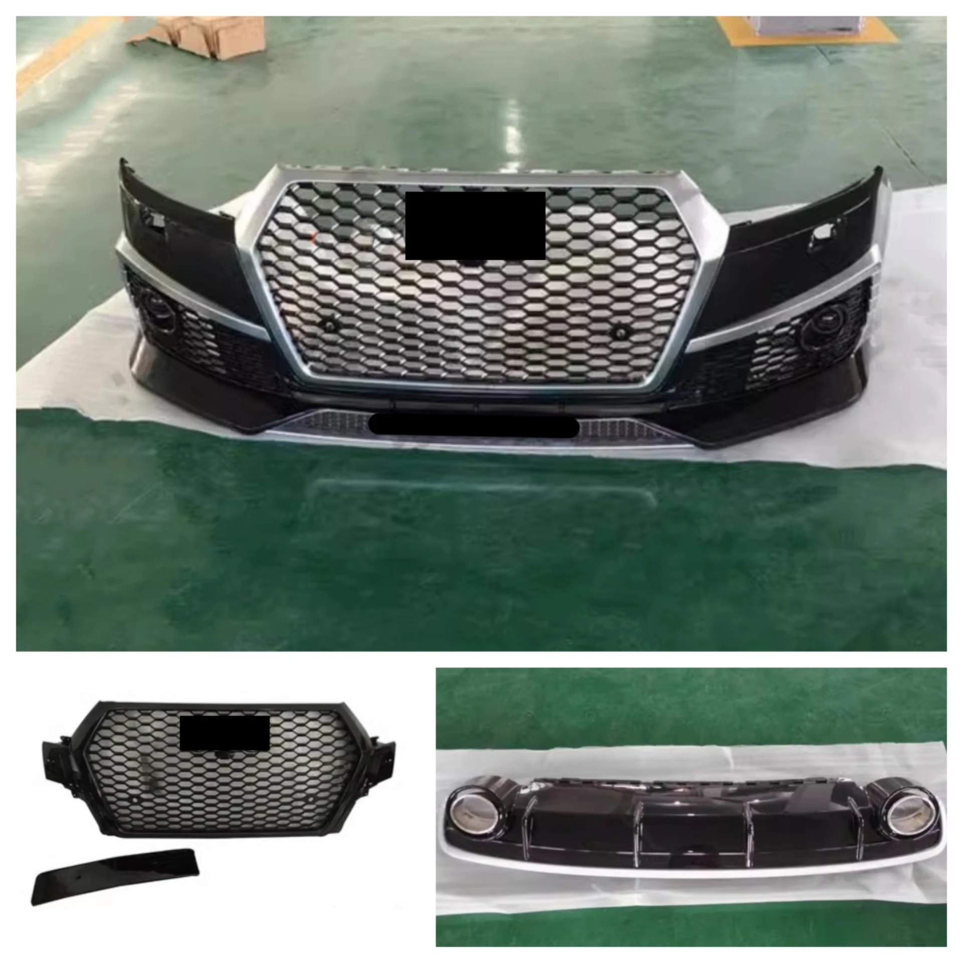 Body Kit Front Bumper Assembly Rear Shovel Grille for Audi Q7 16-20 Convert RSQ7 Rear Lip Tail Throat Car Accessories