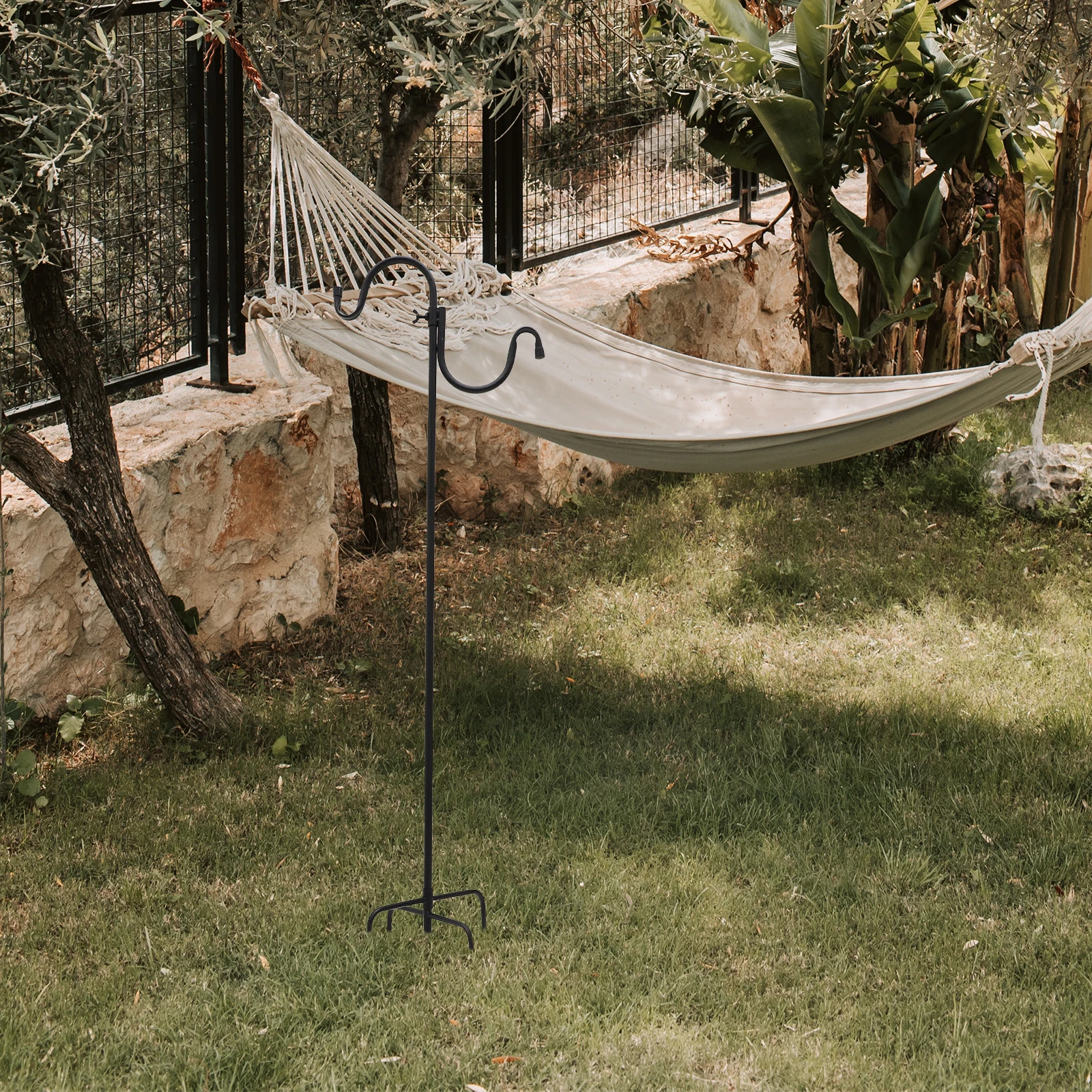 

Heavy Duty Metal Shepherd Hook Black Iron Ground Hook For Outdoor Plant Hangers Solar Light Bird Feeder Garden Hanging