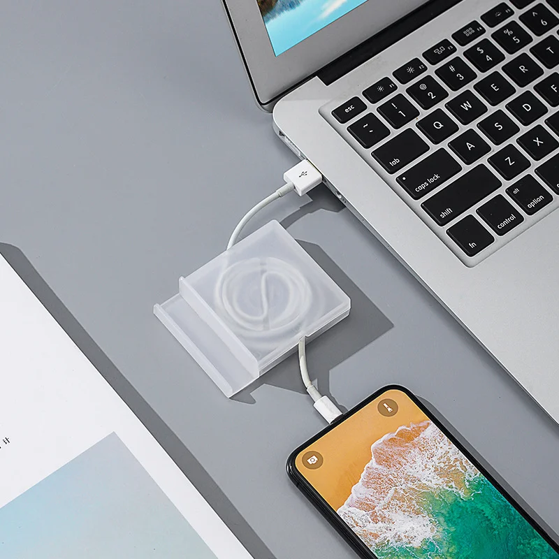 Draagbare transparante kabelorganizer Snoerbeheer USB-kabelhaspel Intrekbare telefoonhouder Oplader Draadopslagbeschermer