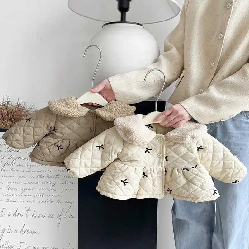 

Утепленная пальто-куртка для девочек, мягкая хлопковая, осенне-зимняя, утолщенная, модная, уютная, для малышей 1-3 лет