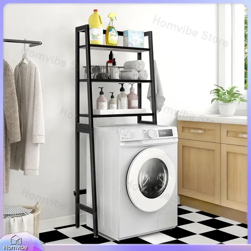 No Drill Bathroom Storage Rack Floor to Ceiling Shelf Over Toilet Organizer Space Saving Home Furniture Laundry Washing