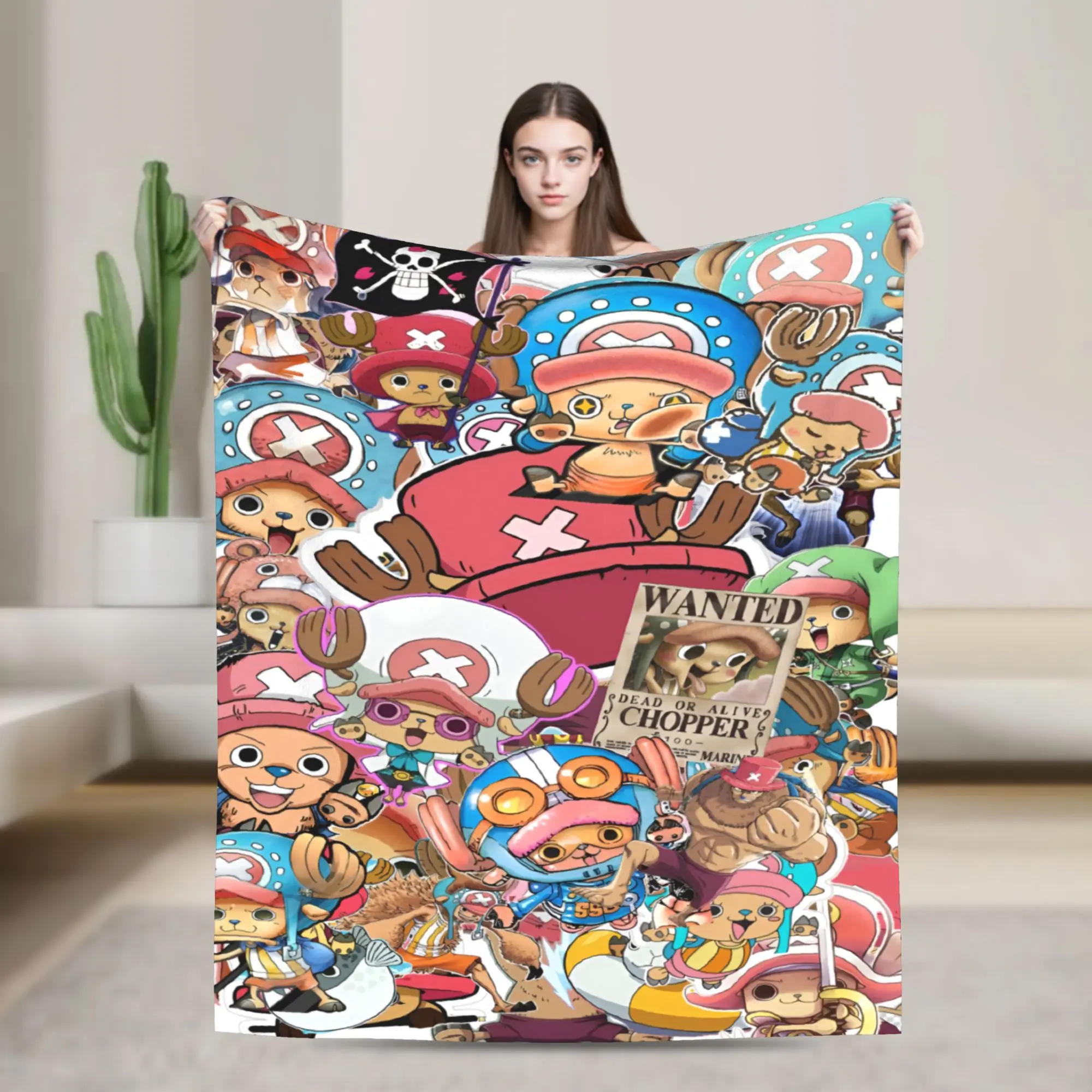Custom Chopper Janpan Anime Blanket Warm Fleece Soft Flannel  Throw Blankets for Bed Sofa Home Spring