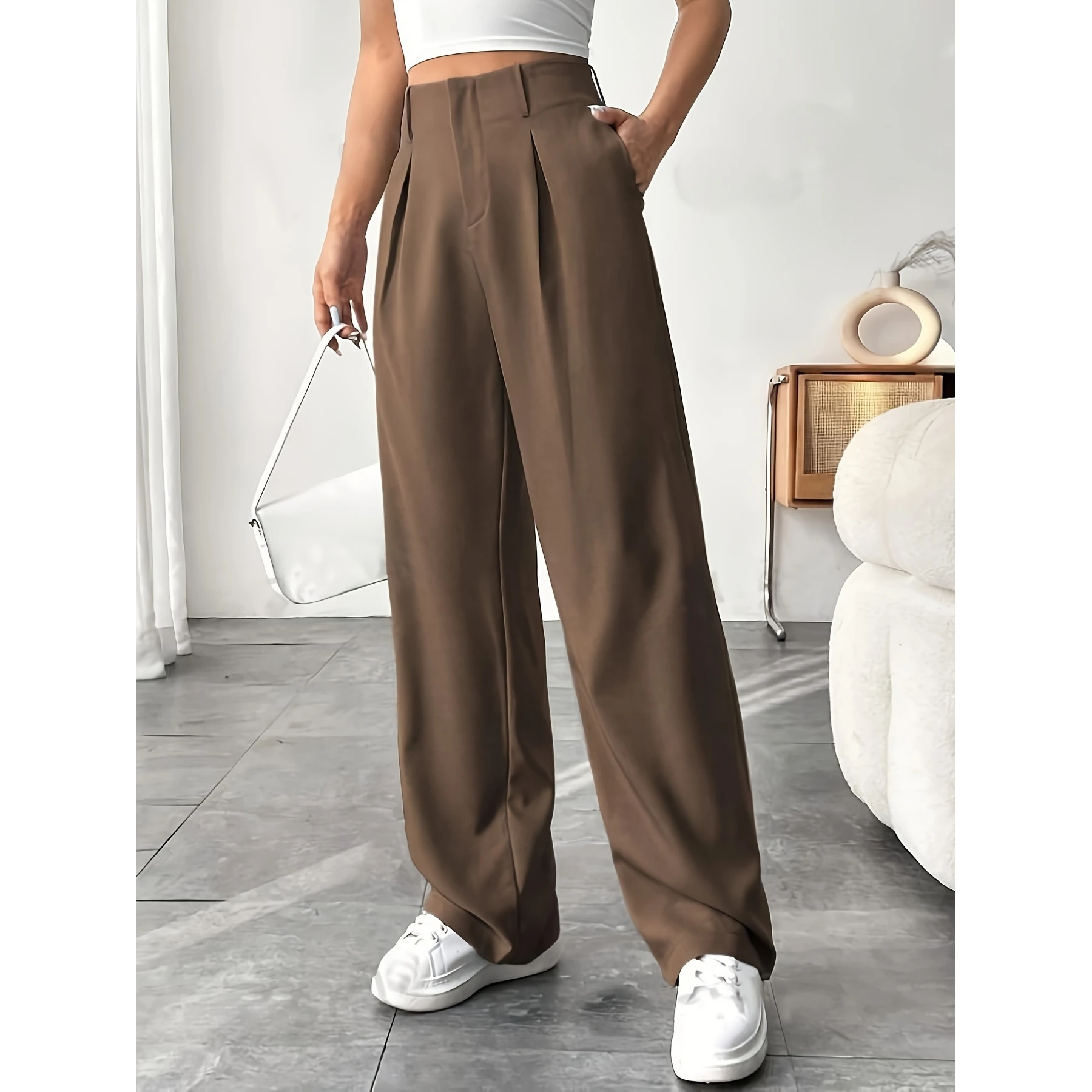 High Waist Wide Leg Pants Casual Spring Summer Autumn Commute Drapey Slimming Versatile Long Trousers for Women