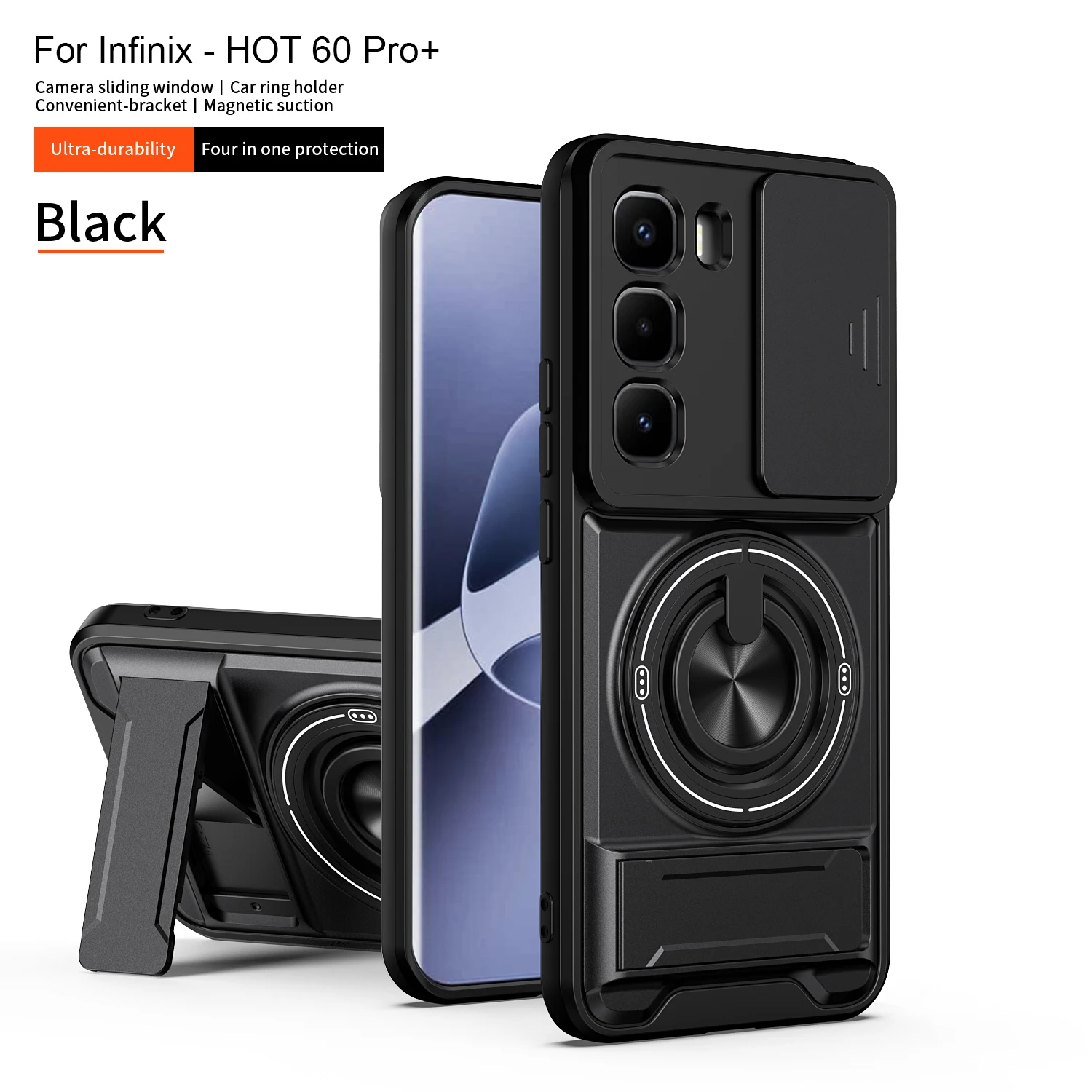 Case For Infinix Hot 60 Pro PLUS Magnetic Stand Slide Camera Protector For Infinix Hot 60 50  Pro+ Shockproof Armor Phone Cover