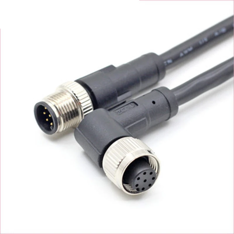 M12 2P 3P 4P 5P 6P 8P 12Pin Waterproof IP67 Aviation Male Female Plug With Cable Threaded Connector For Data And Telecom Systems