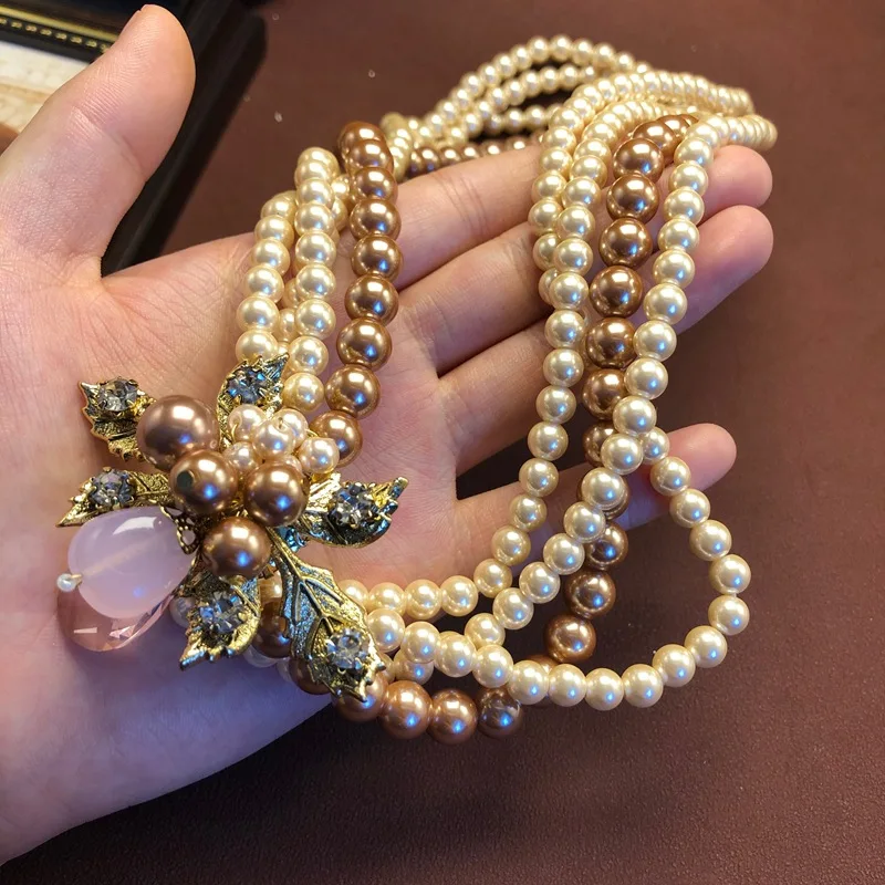 jewelry-for-women-multi-pearl-necklace-stud-earrings-fashionable-braided-pendant-versatile-accessories