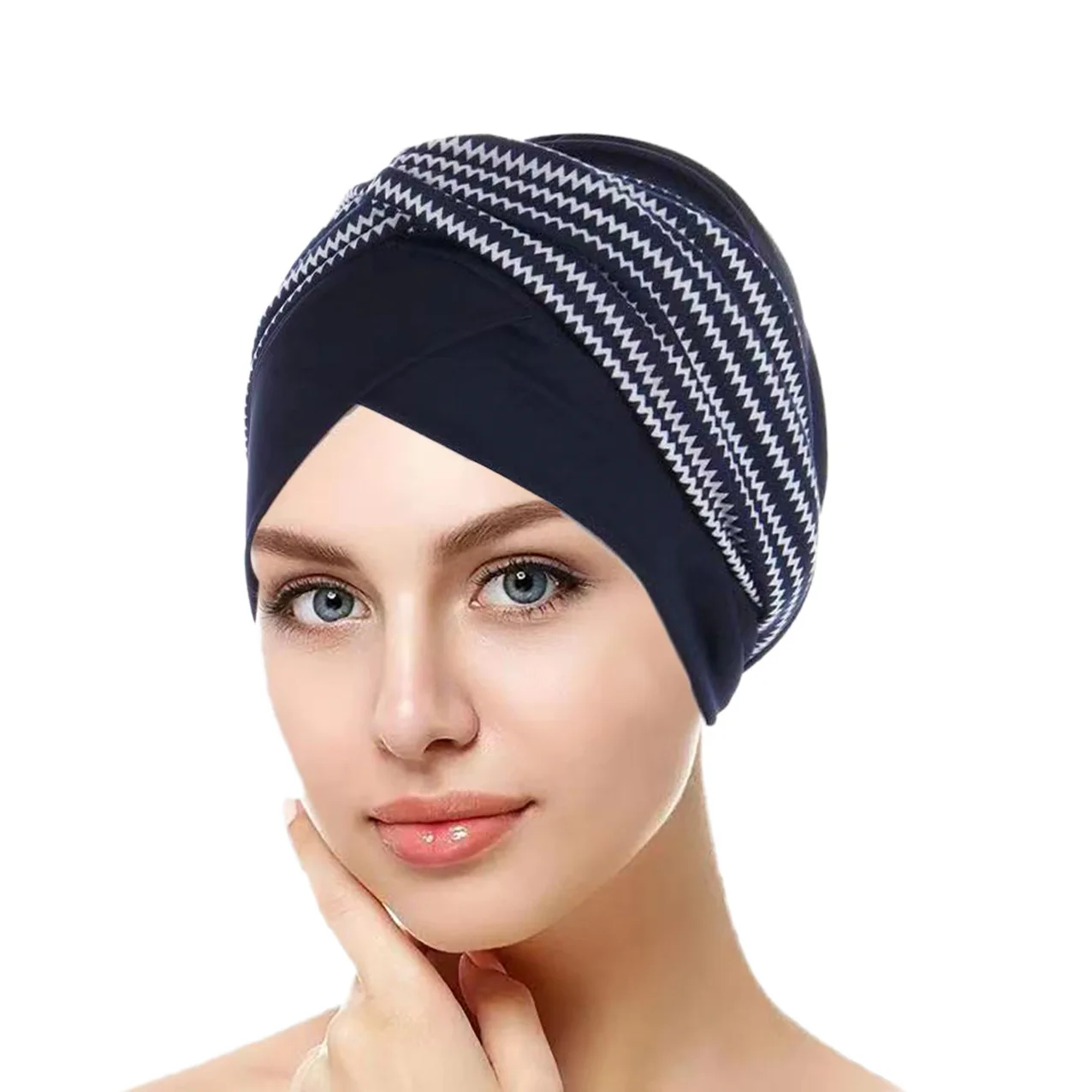 Muslin Nők Csavarás csomót chemo kupak Rák Fejfedő Turbán Fejfedő Hidzsáb Búb fejét Állott ízetlen Belépő Hindi Fejfedő beanies skullies Arab Iszlám kupak