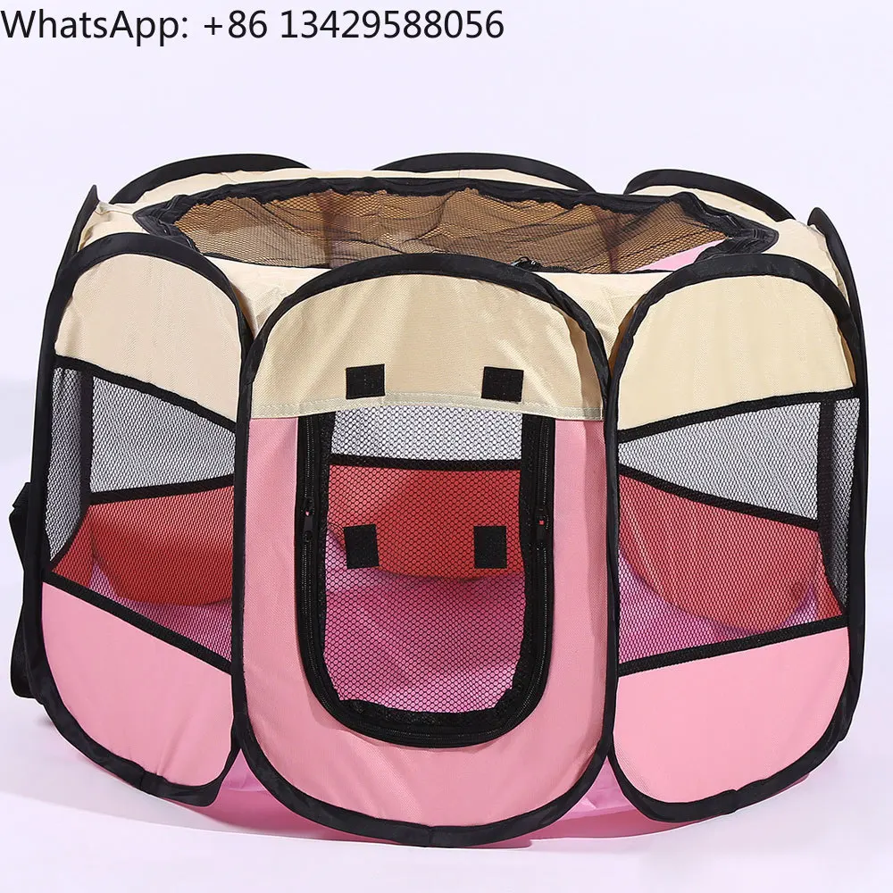 

Octagonal Metal Dog Cage Foldable Pet Tent Scratch-Resistant Cat Bed And Box Portable Dog Crate Supplies