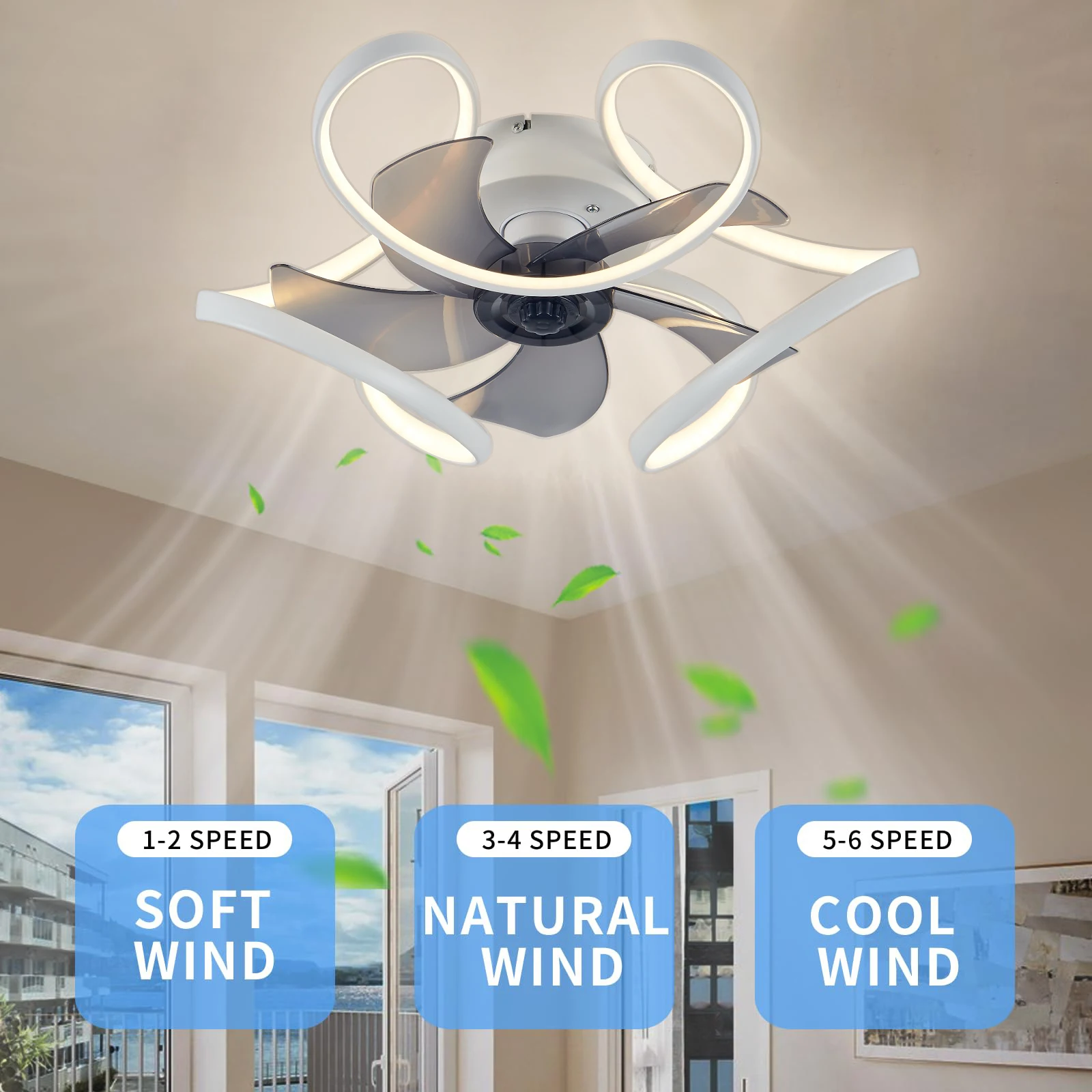 Modern Ceiling Fan Home Decorative Pendant Fan With Lamp Reversible Motor Suitable Kitchen Living Room Creative Chandelier Fan