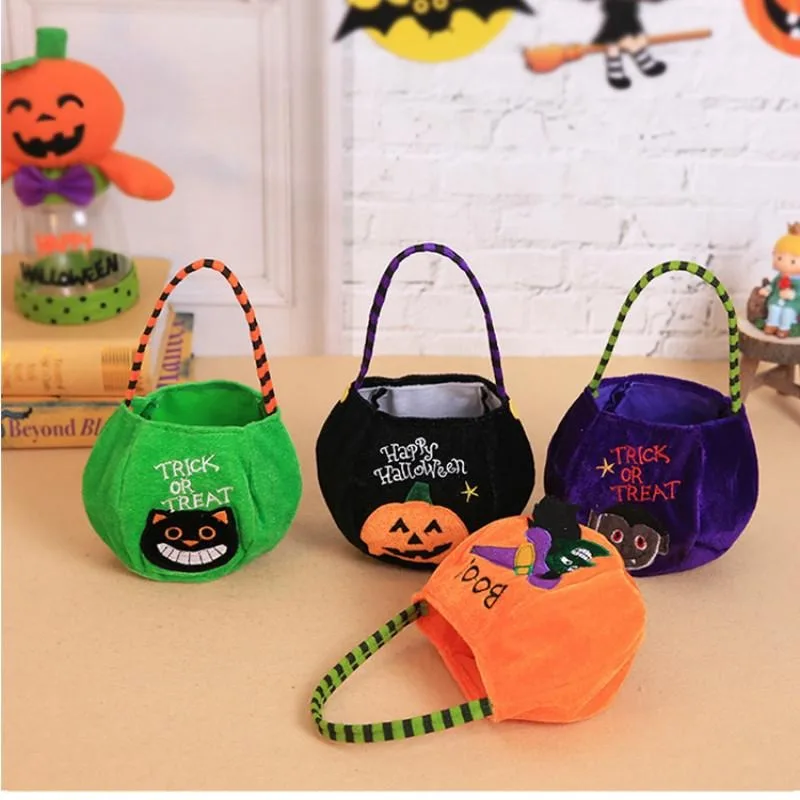 Halloween Candy Bag Decorative Cloth Bag Children\'s Handheld Pumpkin Bag Gift Bag Prop Accessories Supplies